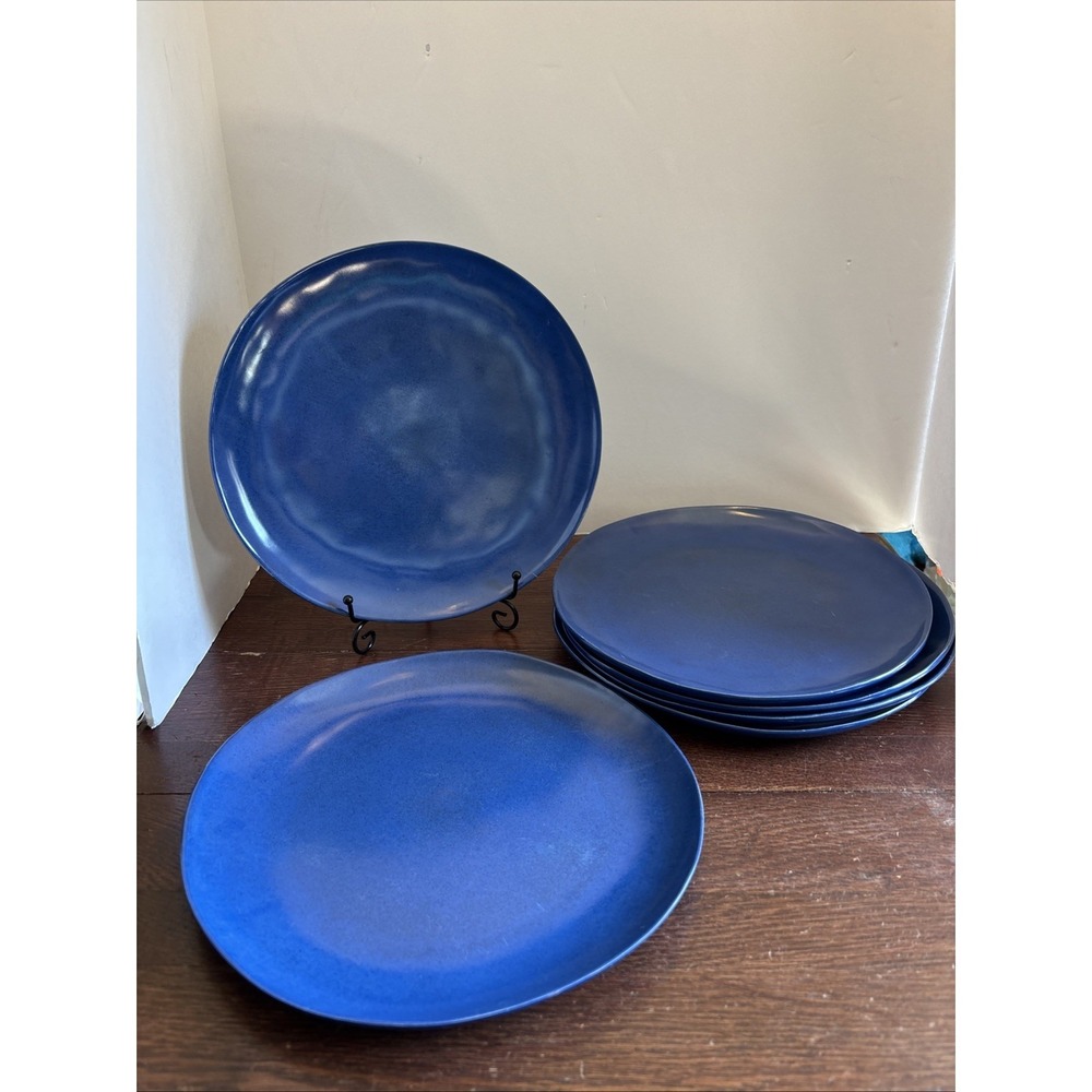 World Market 10 7/8" Blue Melamine Dinner Plate Set Of 6 New With Sticker
